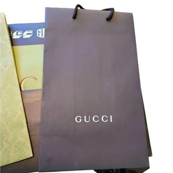 Gucci Shopping Bags Black & White + Gift Ties Set of 7 Reusable Gift Prop VR210 - Picture 7 of 12